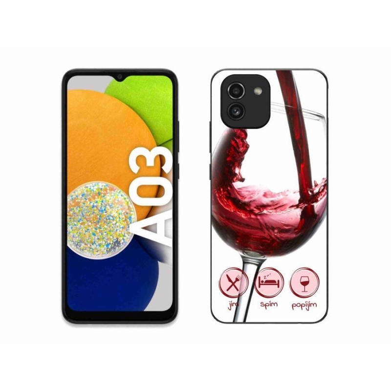 Gélový obal mmCase na mobil Samsung Galaxy A03 - pohár vína červené