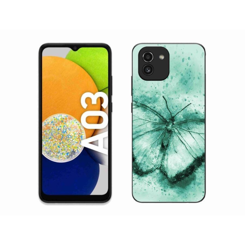 Gélový obal mmCase na mobil Samsung Galaxy A03 - zelený motýľ