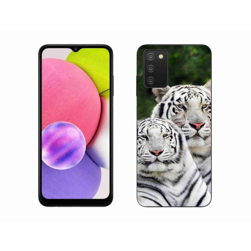 Gélový obal mmCase na mobil Samsung Galaxy A03s (166.6 x 75.9 x 9.1) - bieli tigre