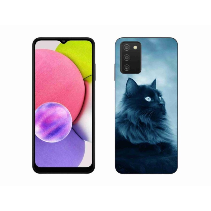 Gélový obal mmCase na mobil Samsung Galaxy A03s (166.6 x 75.9 x 9.1) - čierna mačka 1