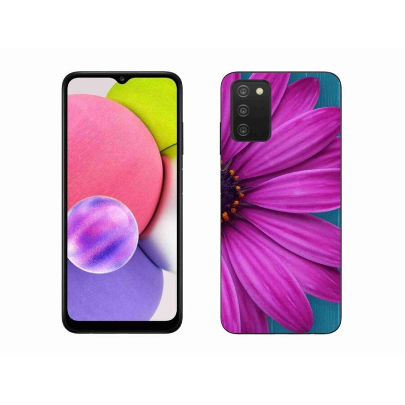 Gélový obal mmCase na mobil Samsung Galaxy A03s (166.6 x 75.9 x 9.1) - fialová margaréta