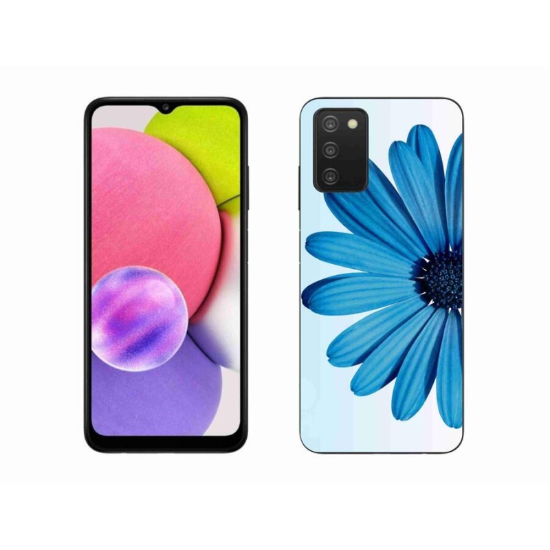 Gélový obal mmCase na mobil Samsung Galaxy A03s (166.6 x 75.9 x 9.1) - modrá margaréta