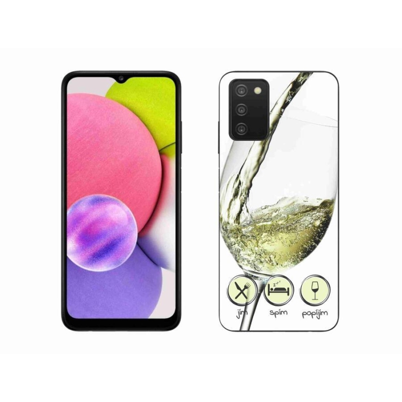 Gélový obal mmCase na mobil Samsung Galaxy A03s (166.6 x 75.9 x 9.1) - pohárik vína biele