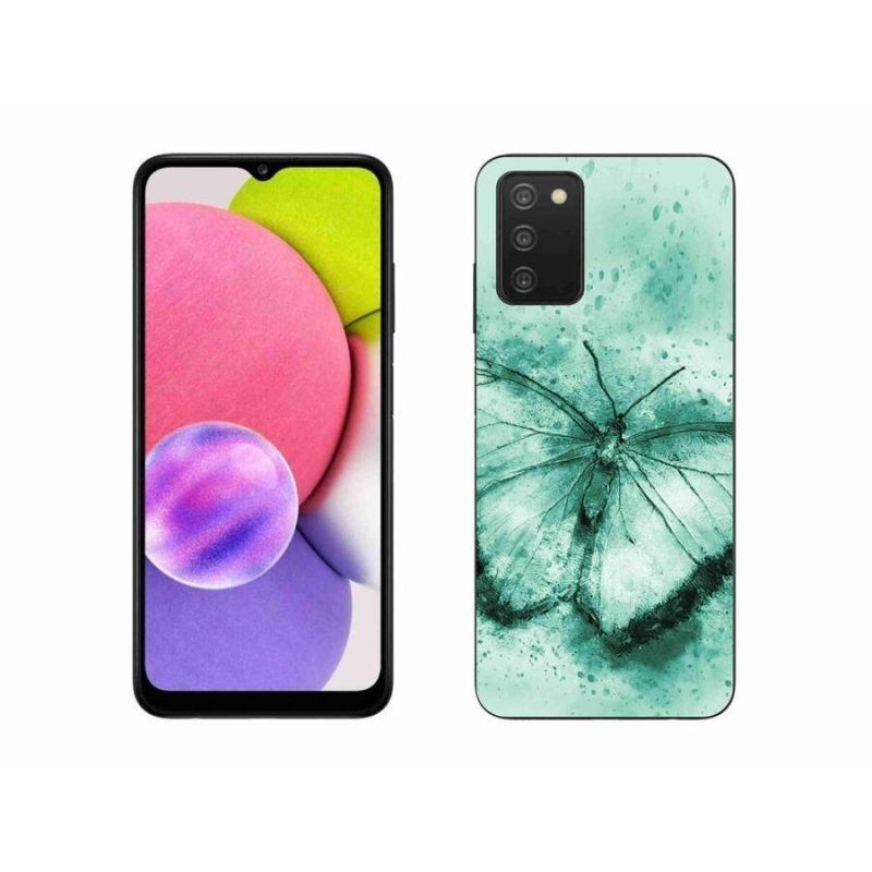 Gélový obal mmCase na mobil Samsung Galaxy A03s (166.6 x 75.9 x 9.1) - zelený motýľ