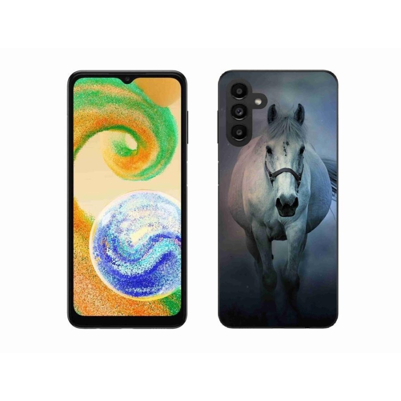 Gélový obal mmCase na mobil Samsung Galaxy A04s (164.7x76.7x9.1mm) - bežiaci biely kôň