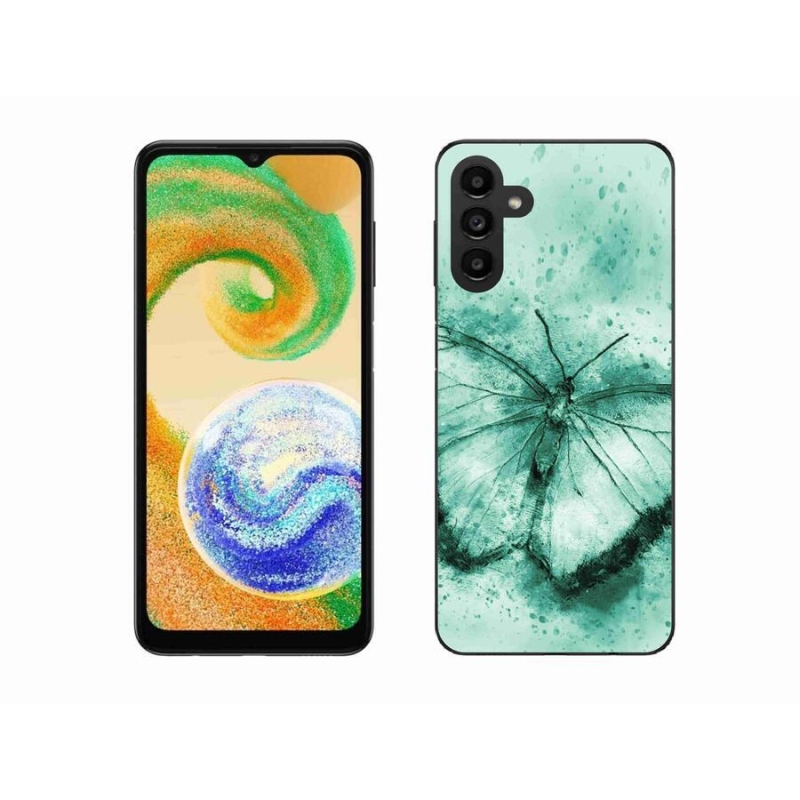 Gélový obal mmCase na mobil Samsung Galaxy A04s (164.7x76.7x9.1mm) - zelený motýľ