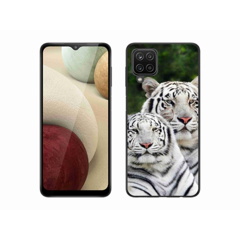 Gélový obal mmCase na mobil Samsung Galaxy A12 - bieli tigre