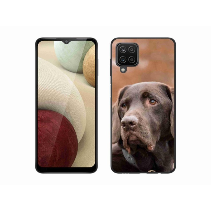 Gélový obal mmCase na mobil Samsung Galaxy A12 - hnedý labrador