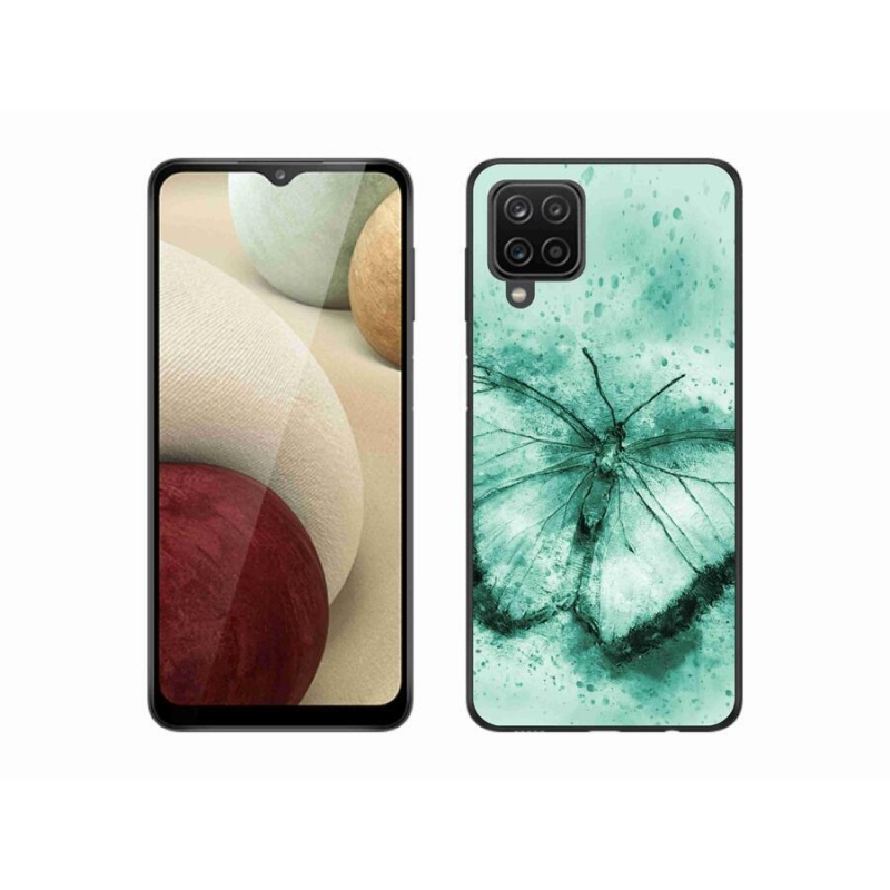 Gélový obal mmCase na mobil Samsung Galaxy A12 - zelený motýľ