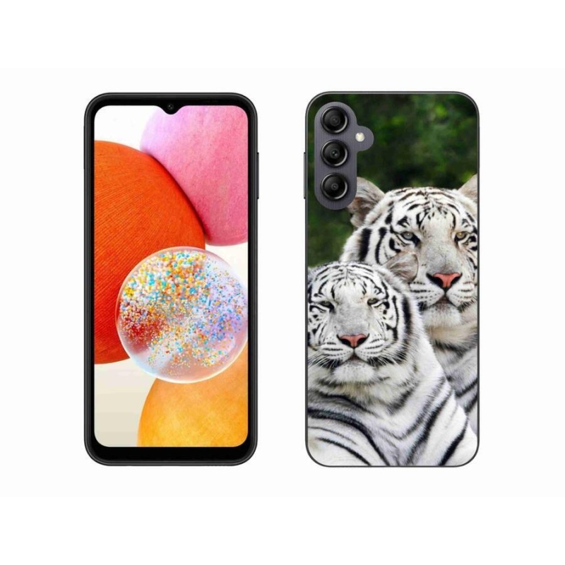 Gélový obal mmCase na mobil Samsung Galaxy A14 4G/5G - bieli tigre