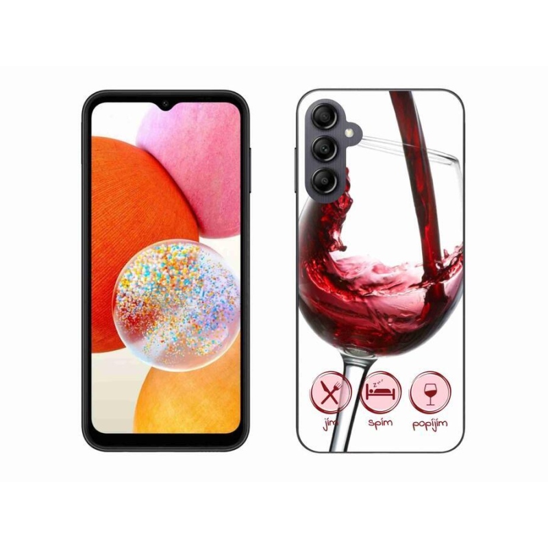 Gélový obal mmCase na mobil Samsung Galaxy A14 4G/5G - pohár vína červené