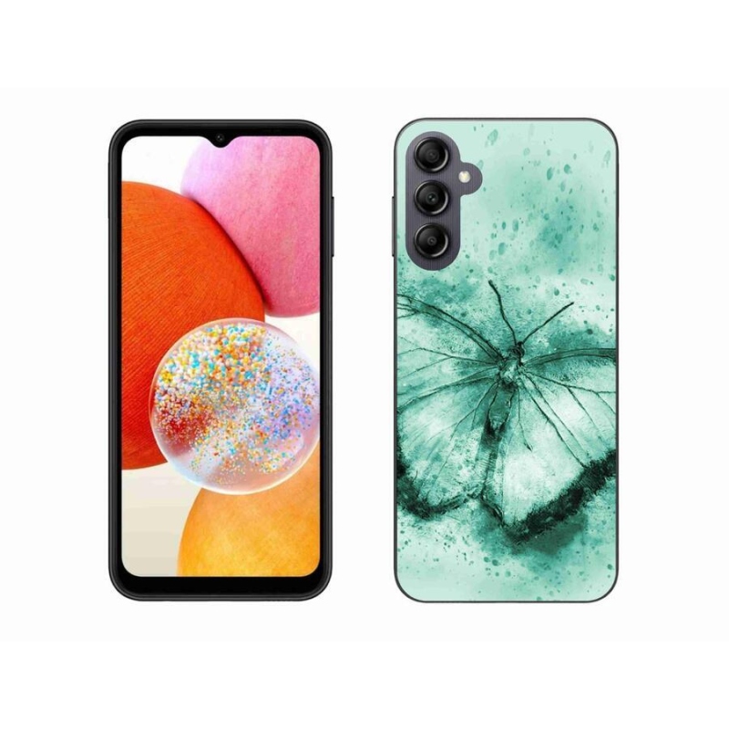 Gélový obal mmCase na mobil Samsung Galaxy A14 4G/5G - zelený motýľ