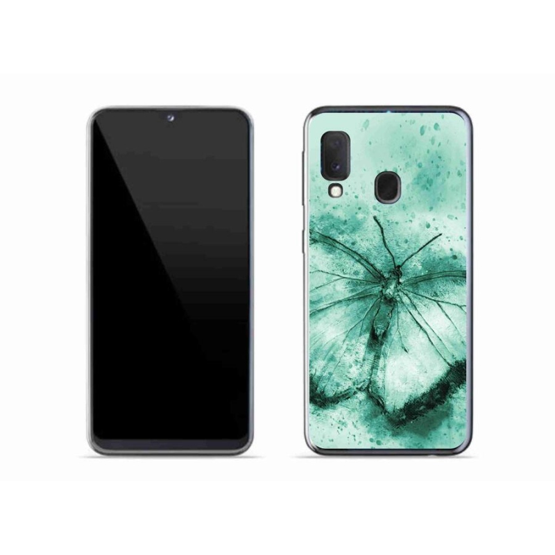 Gélový obal mmCase na mobil Samsung Galaxy A20e - zelený motýľ