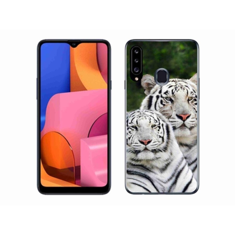 Gélový obal mmCase na mobil Samsung Galaxy A20s - bieli tigre