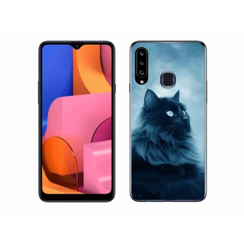 Gélový obal mmCase na mobil Samsung Galaxy A20s - čierna mačka 1