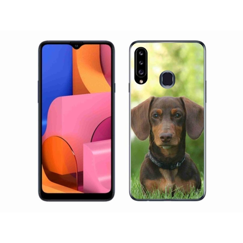 Gélový obal mmCase na mobil Samsung Galaxy A20s - hnedý jazvečík