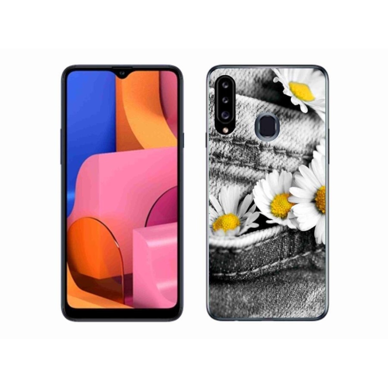 Gélový obal mmCase na mobil Samsung Galaxy A20s - margaréty