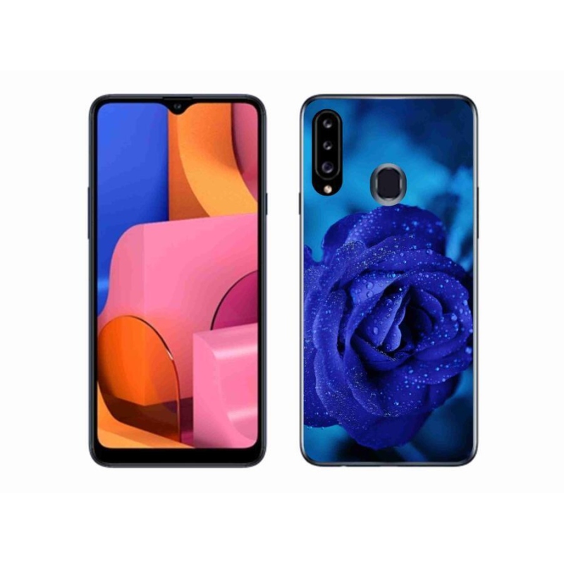 Gélový obal mmCase na mobil Samsung Galaxy A20s - modrá ruža