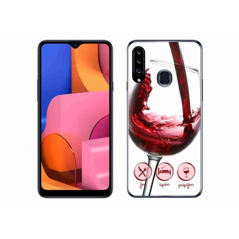 Gélový obal mmCase na mobil Samsung Galaxy A20s - pohárik vína červené