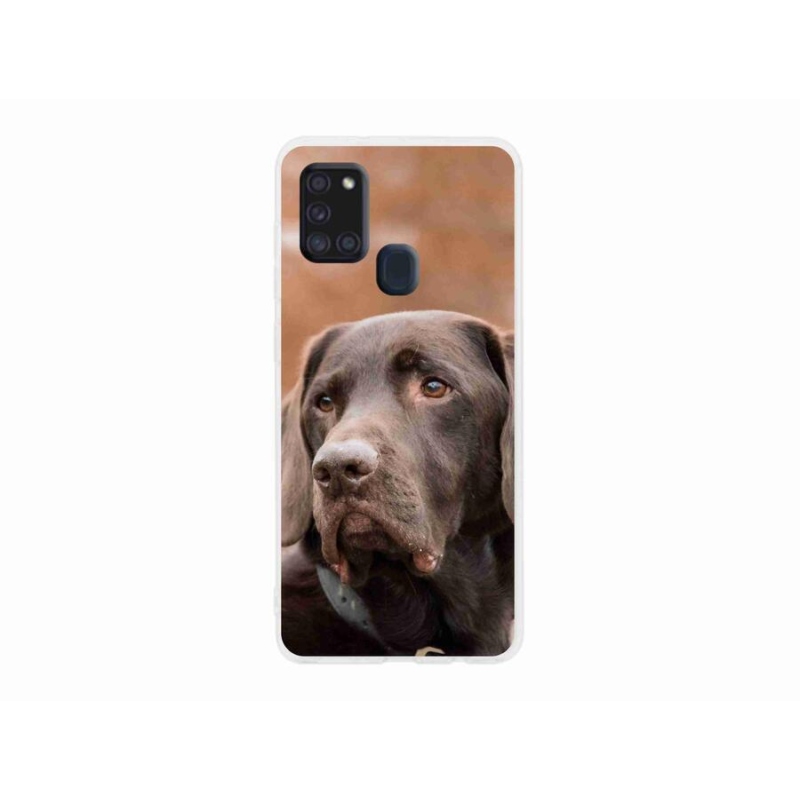 Gélový obal mmCase na mobil Samsung Galaxy A21s - hnedý labrador