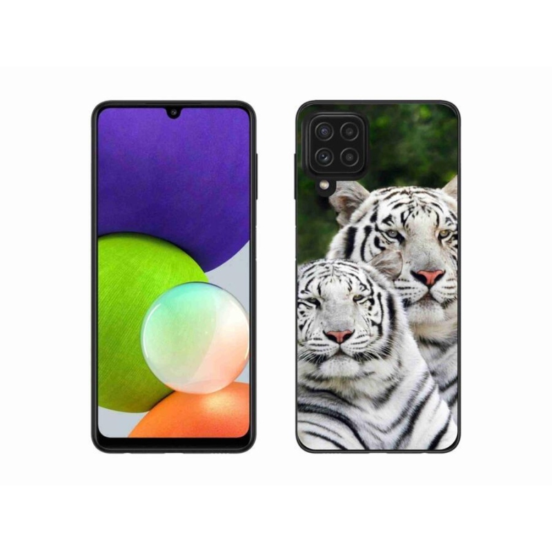 Gélový obal mmCase na mobil Samsung Galaxy A22 4G - bieli tigre