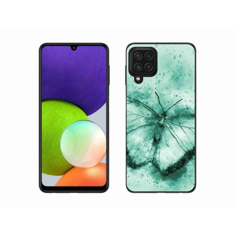 Gélový obal mmCase na mobil Samsung Galaxy A22 4G - zelený motýľ