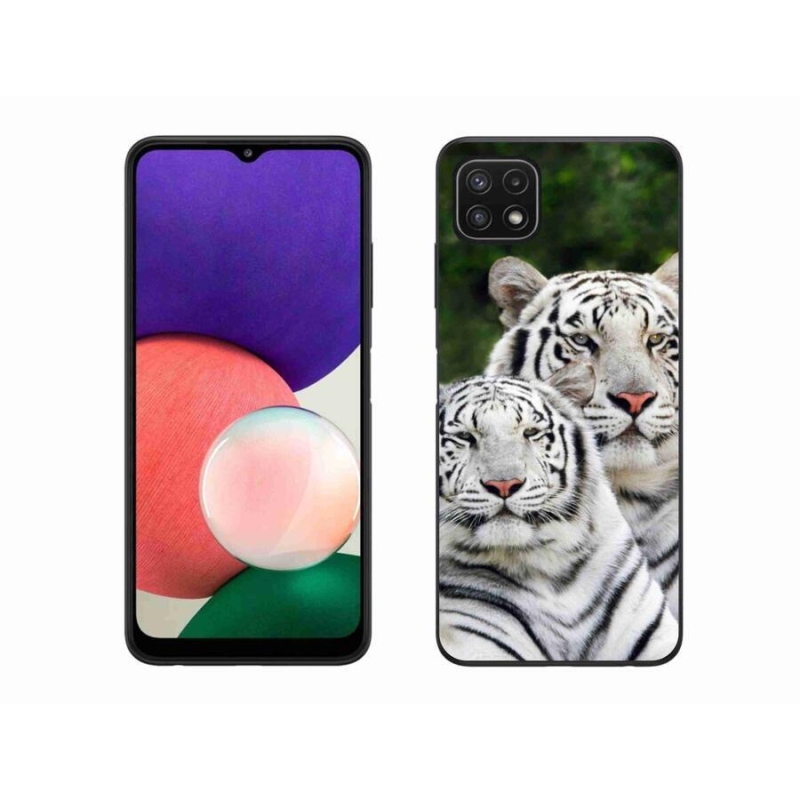 Gélový obal mmCase na mobil Samsung Galaxy A22 5G - bieli tigre