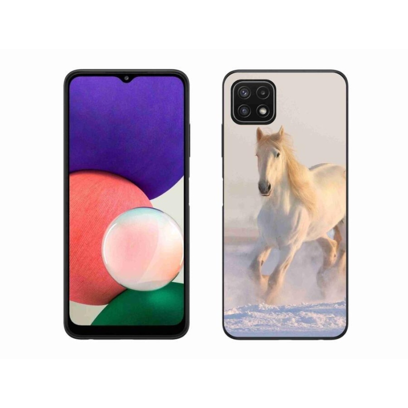 Gélový obal mmCase na mobil Samsung Galaxy A22 5G - kôň v snehu