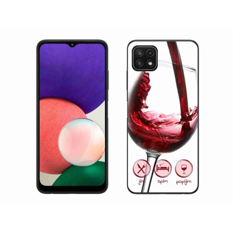 Gélový obal mmCase na mobil Samsung Galaxy A22 5G - pohárik vína červené