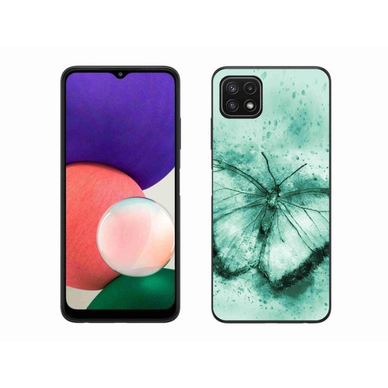 Gélový obal mmCase na mobil Samsung Galaxy A22 5G - zelený motýľ