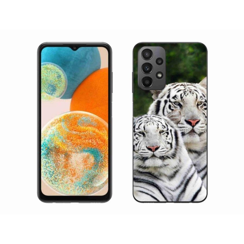 Gélový obal mmCase na mobil Samsung Galaxy A23 4G/5G - bieli tigre