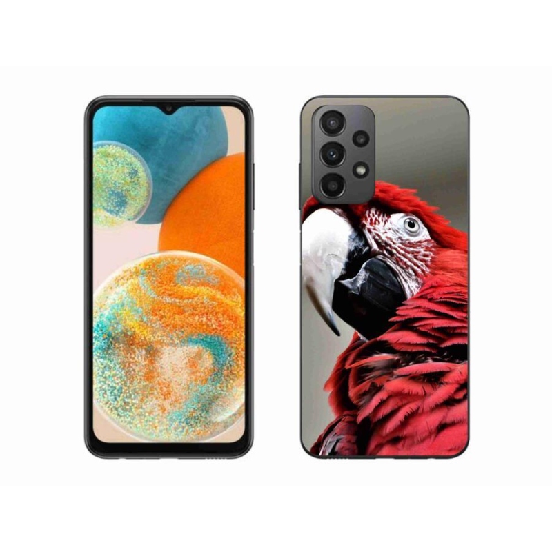 Gélový obal mmCase na mobil Samsung Galaxy A23 4G/5G - papagáj ara červený