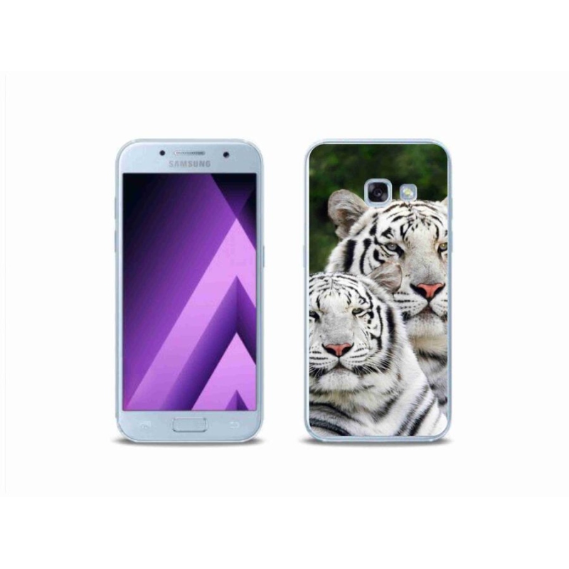 Gélový obal mmCase na mobil Samsung Galaxy A3 (2017) - bieli tigre