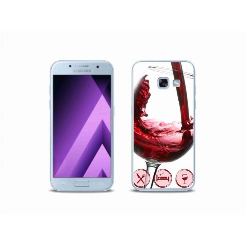 Gélový obal mmCase na mobil Samsung Galaxy A3 (2017) - pohárik vína červené