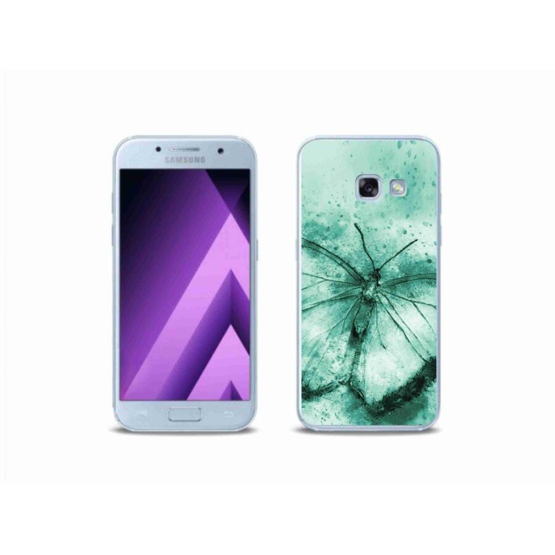 Gélový obal mmCase na mobil Samsung Galaxy A3 (2017) - zelený motýľ