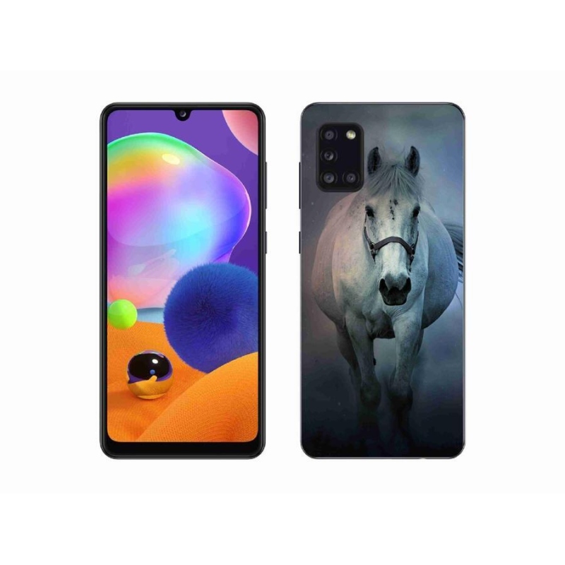 Gélový obal mmCase na mobil Samsung Galaxy A31 - bežiaci biely kôň