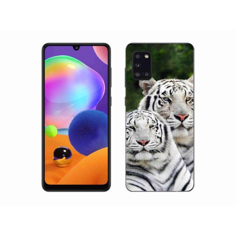 Gélový obal mmCase na mobil Samsung Galaxy A31 - bieli tigre