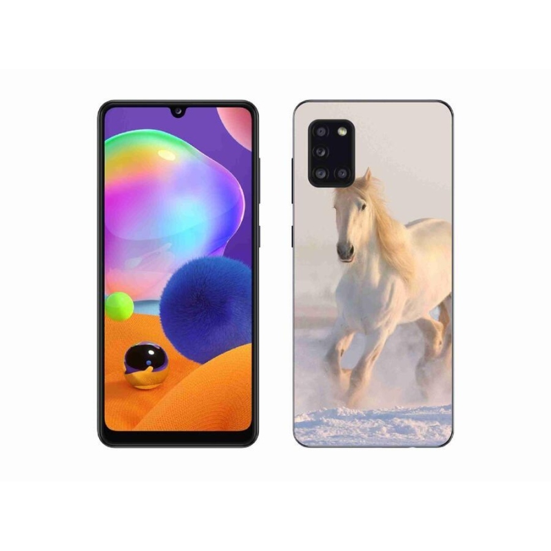 Gélový obal mmCase na mobil Samsung Galaxy A31 - kôň v snehu