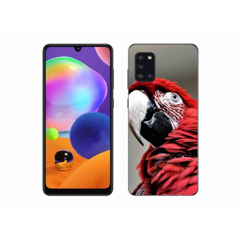 Gélový obal mmCase na mobil Samsung Galaxy A31 - papagáj ara červený