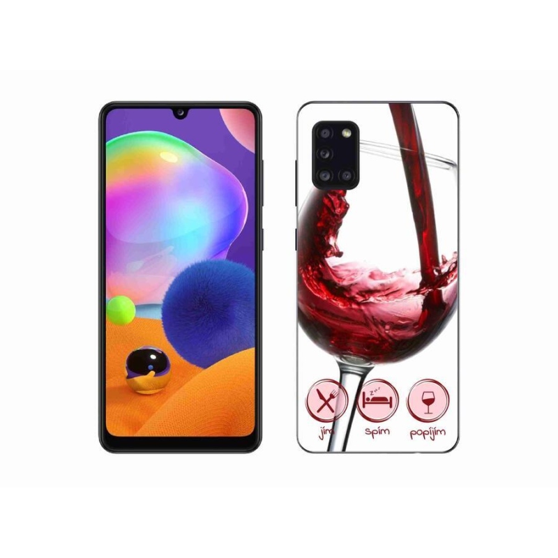 Gélový obal mmCase na mobil Samsung Galaxy A31 - pohárik vína červené