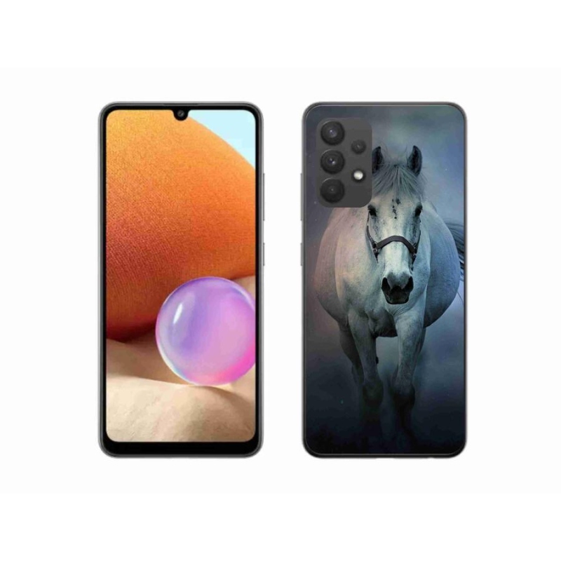 Gélový obal mmCase na mobil Samsung Galaxy A32 4G - bežiaci biely kôň