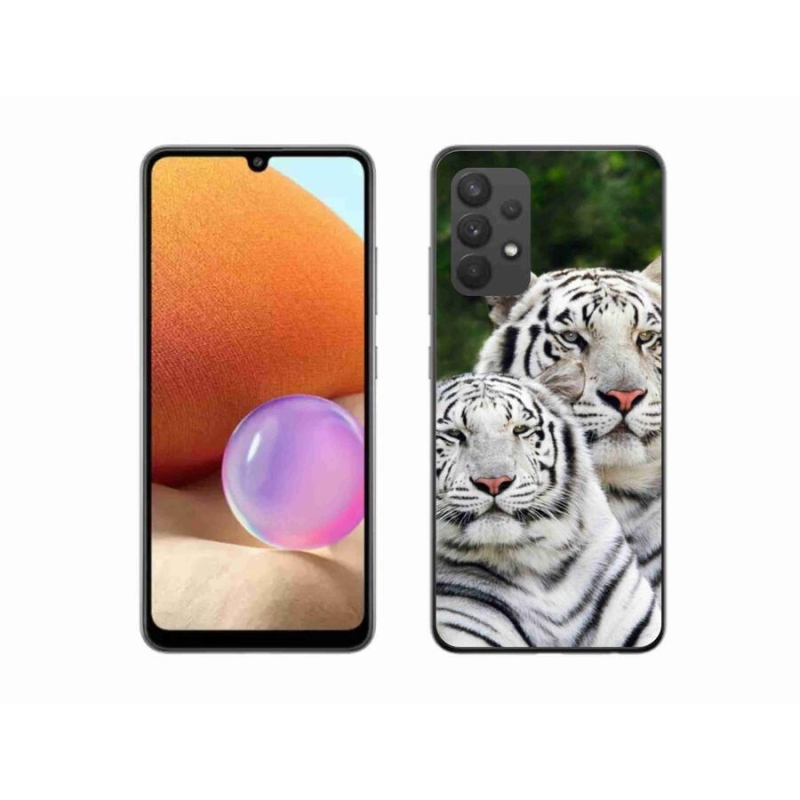 Gélový obal mmCase na mobil Samsung Galaxy A32 4G - bieli tigre