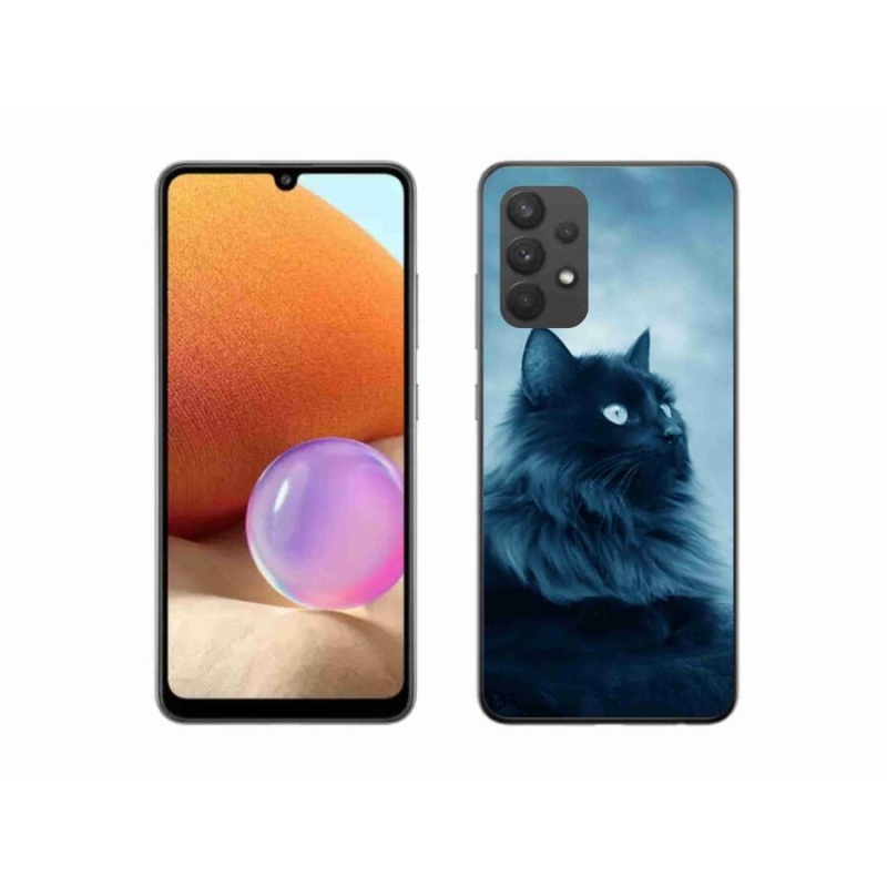 Gélový obal mmCase na mobil Samsung Galaxy A32 4G - čierna mačka 1
