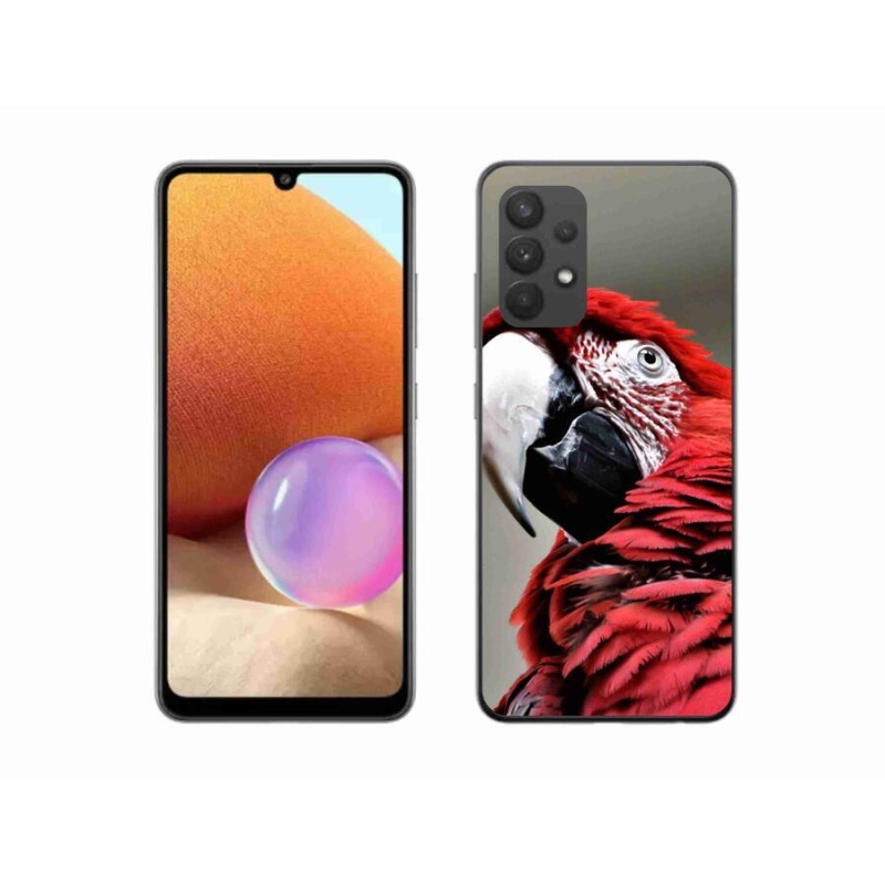 Gélový obal mmCase na mobil Samsung Galaxy A32 4G - papagáj ara červený