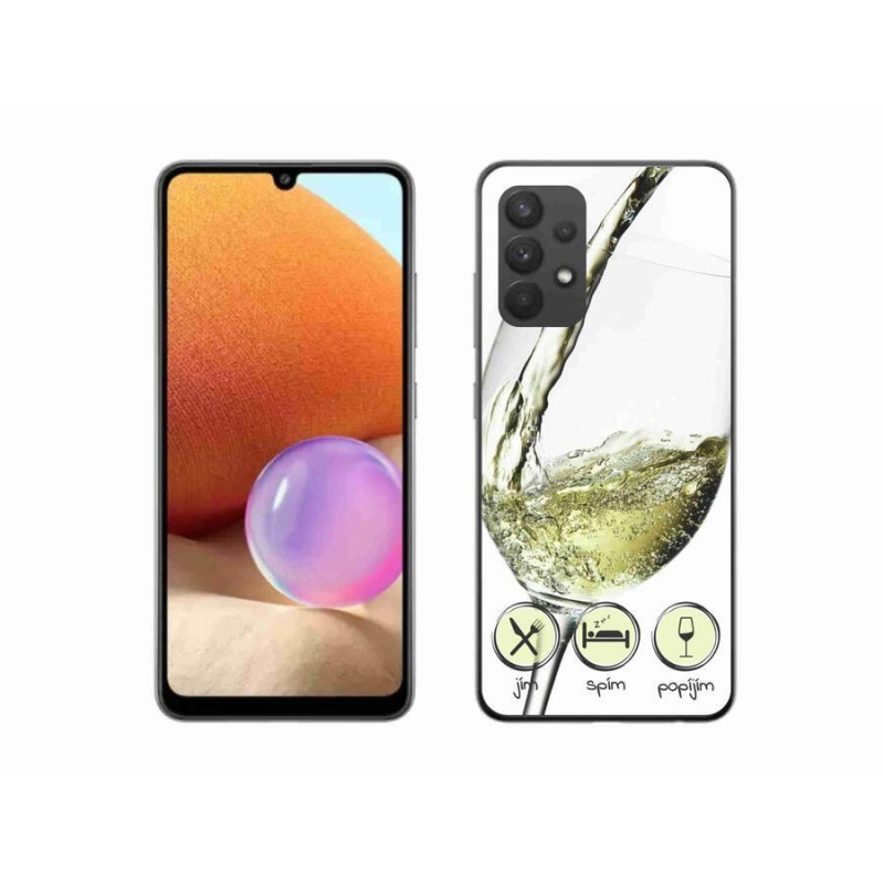 Gélový obal mmCase na mobil Samsung Galaxy A32 4G - pohárik vína biele