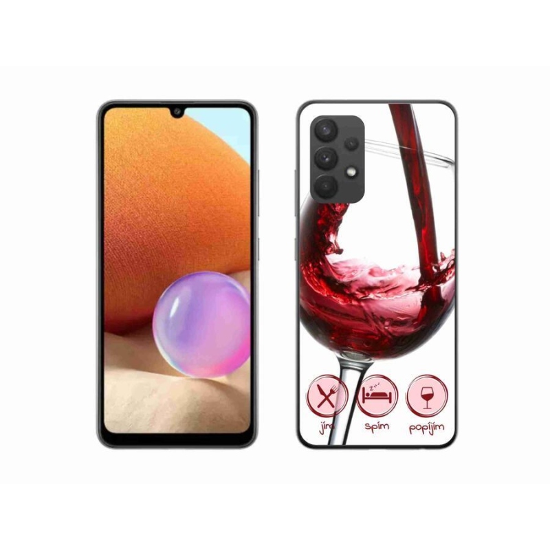 Gélový obal mmCase na mobil Samsung Galaxy A32 4G - pohárik vína červené