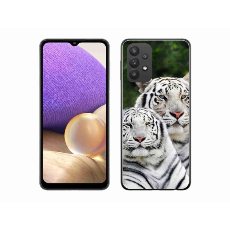 Gélový obal mmCase na mobil Samsung Galaxy A32 5G - bieli tigre