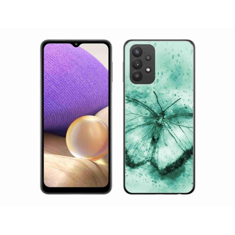 Gélový obal mmCase na mobil Samsung Galaxy A32 5G - zelený motýľ