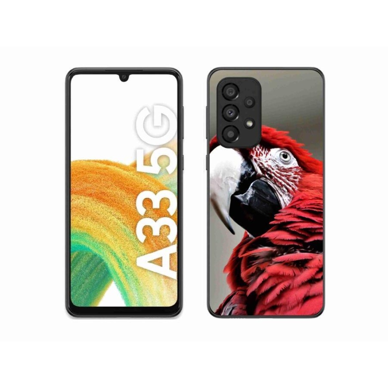 Gélový obal mmCase na mobil Samsung Galaxy A33 5G - papagáj ara červený