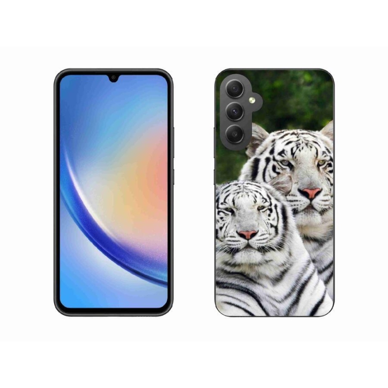 Gélový obal mmCase na mobil Samsung Galaxy A34 5G - bieli tigre